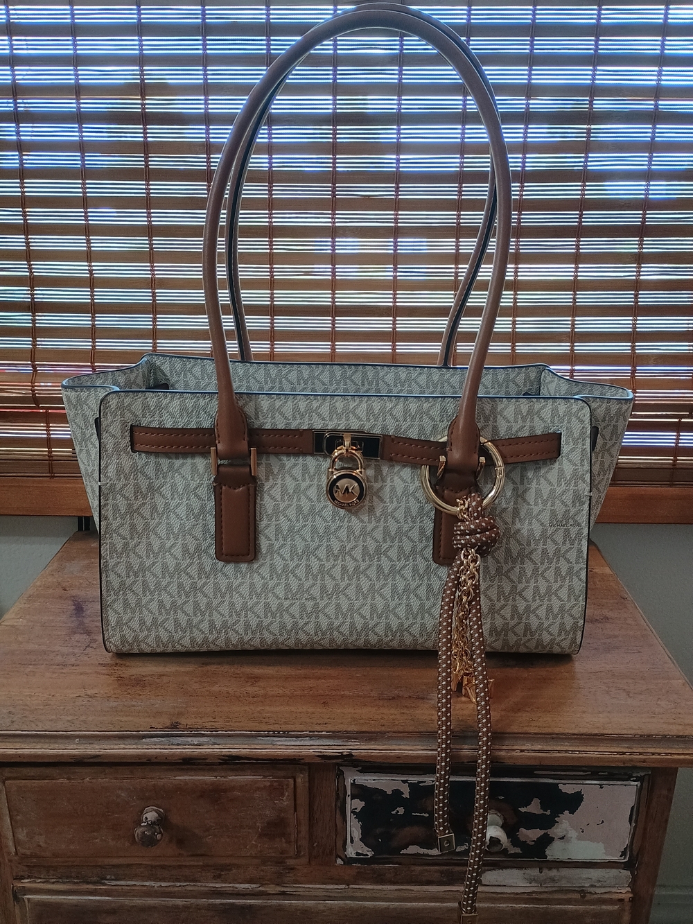 Michael Kors Signature Logo Beige Tote
